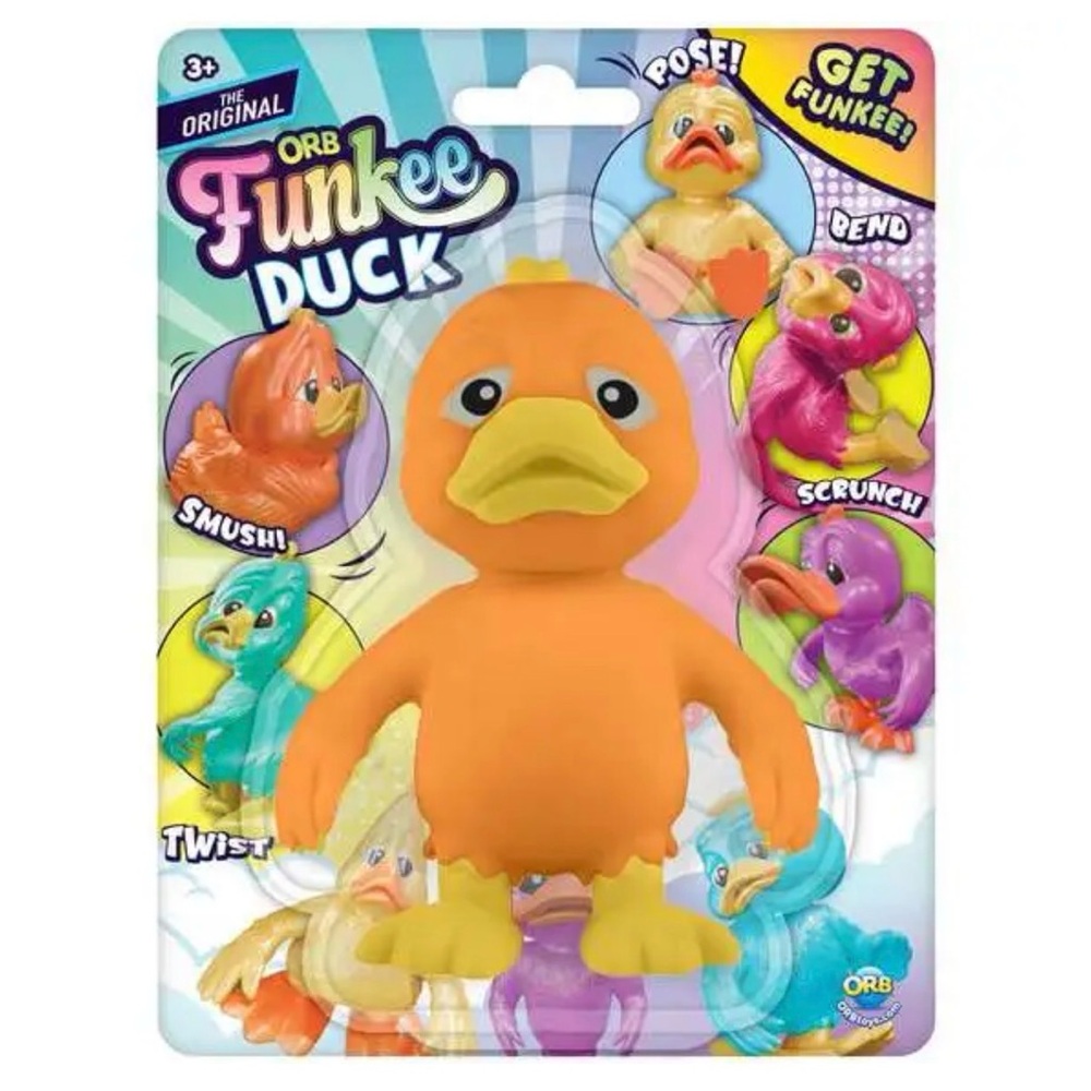 Funkee Duck Squishy Sensory Toy -  Orange - Brand New